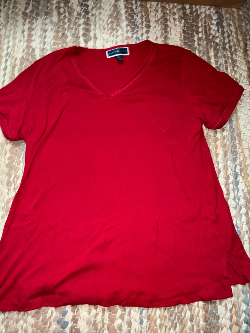 Karen Scott Red V-Neck Short Sleeve Tee
